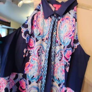 Lilly Pulitzer NWT Midi-Shirt Dress  High Tide Navy